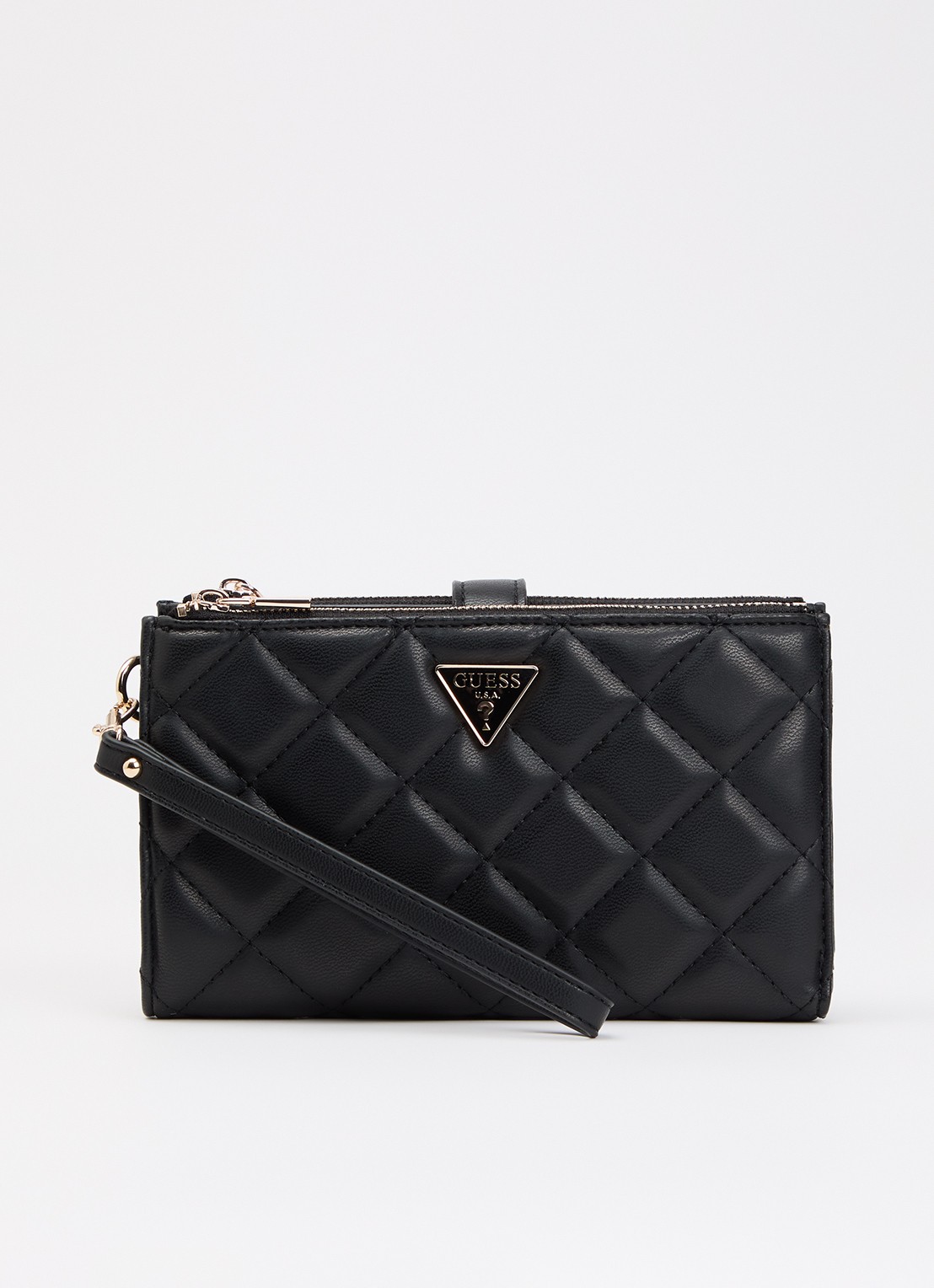 GUESS Juliet portemonnee met quilt patroon - voorkant 2 zwart