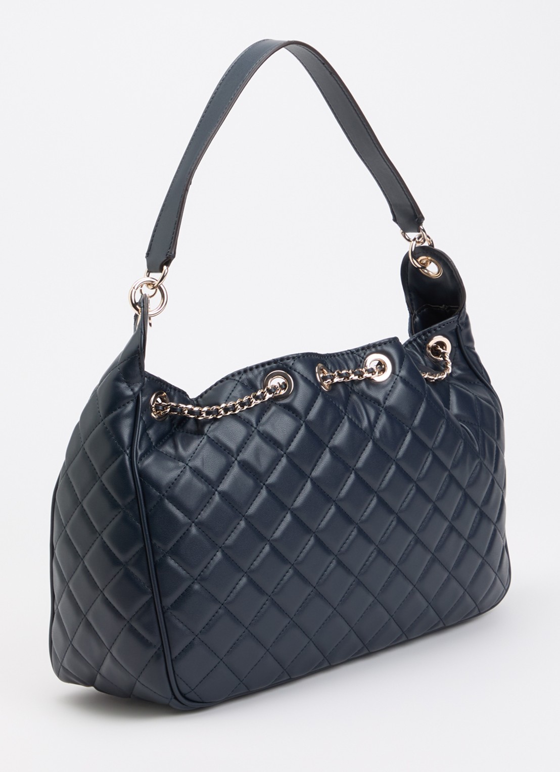 GUESS Juliet schoudertas met quilt patroon - achterkant 2 donkerblauw