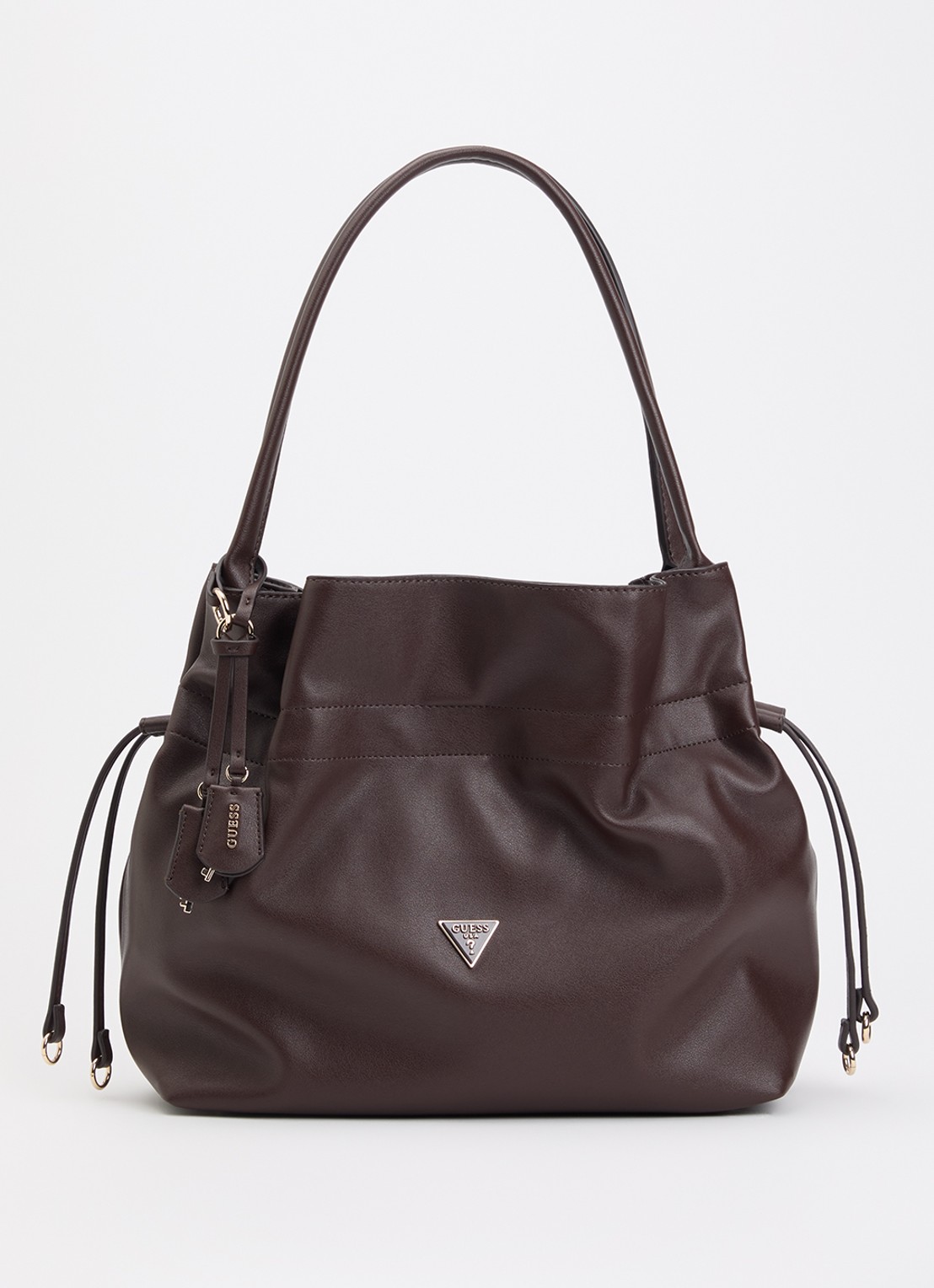 GUESS Karima schoudertas met logo - voorkant 4 donkerbruin