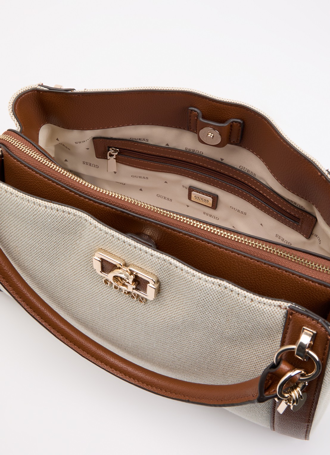 GUESS Karnilla handtas met afneembare schouderriem - detail 3 bruin