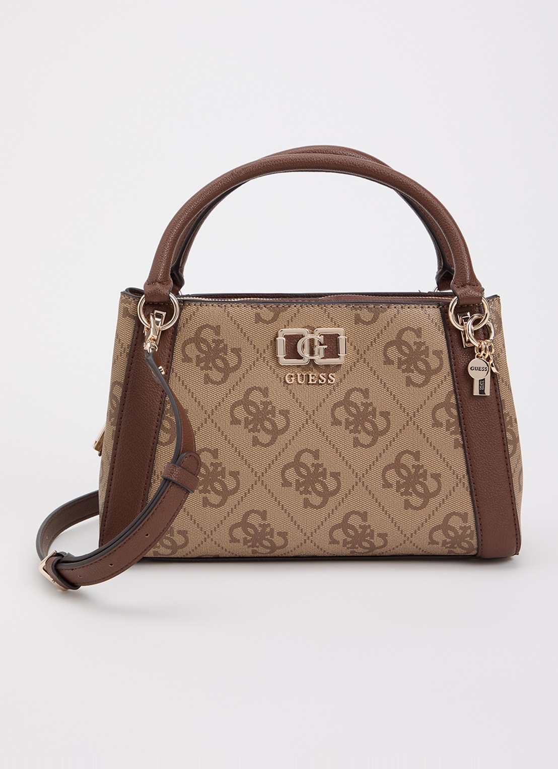 GUESS Karnilla Logo schoudertas met logo en afneembare schouderriem  - voorkant 5 bruin