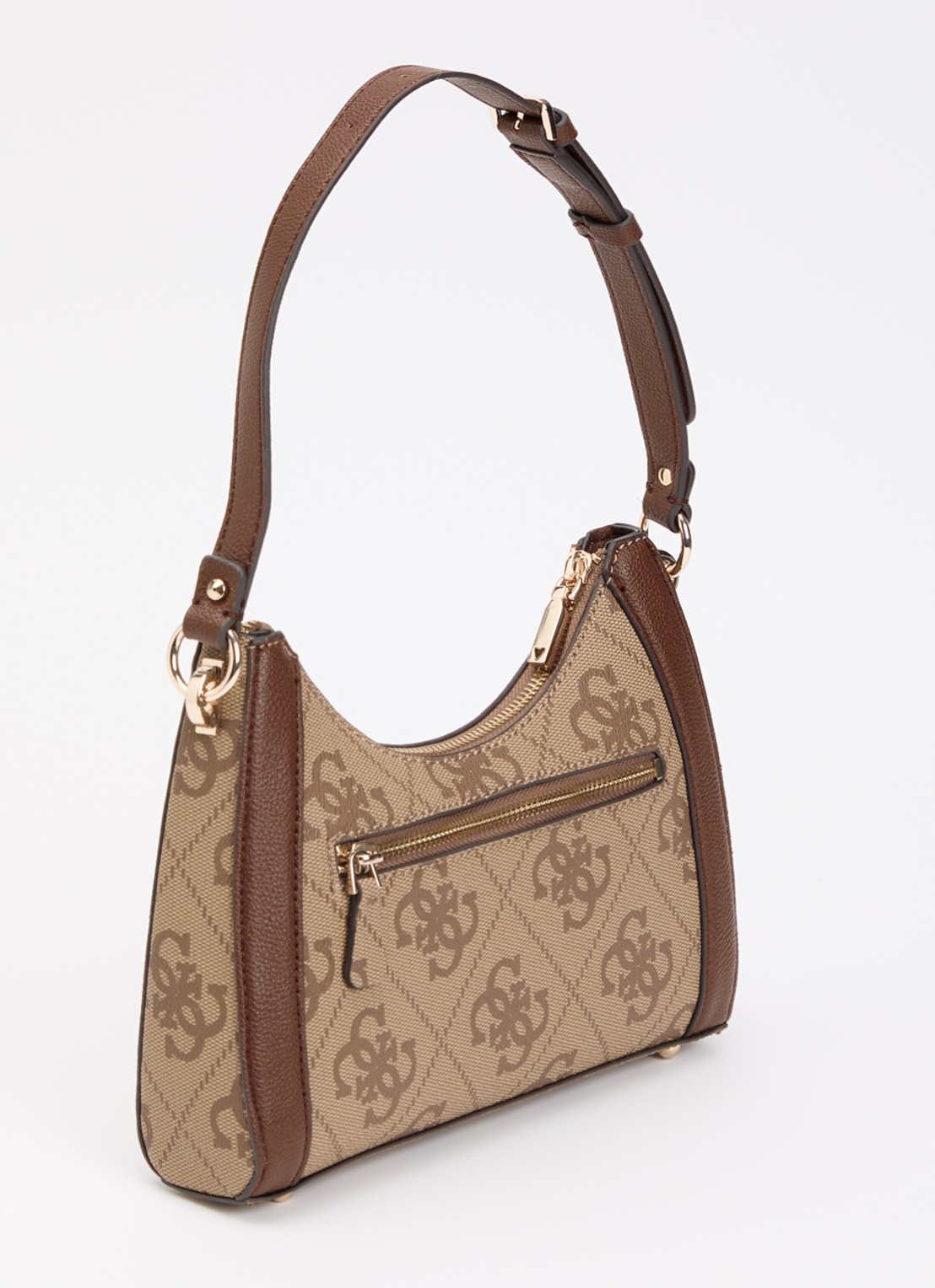 GUESS Karnilla Logo schoudertas met verstelbare schouderriem  - achterkant bruin
