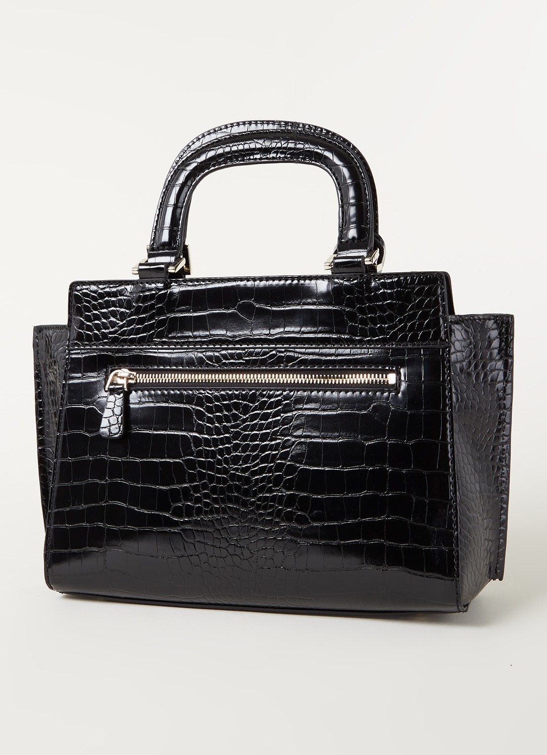 GUESS Katey handtas met crocostructuur - achterkant zwart