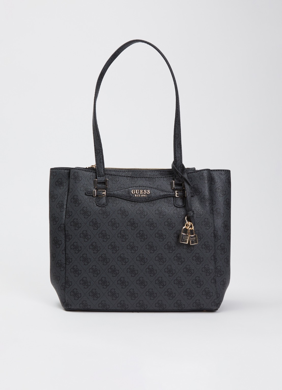 GUESS Katya schoudertas met logoprint - voorkant 2 zwart