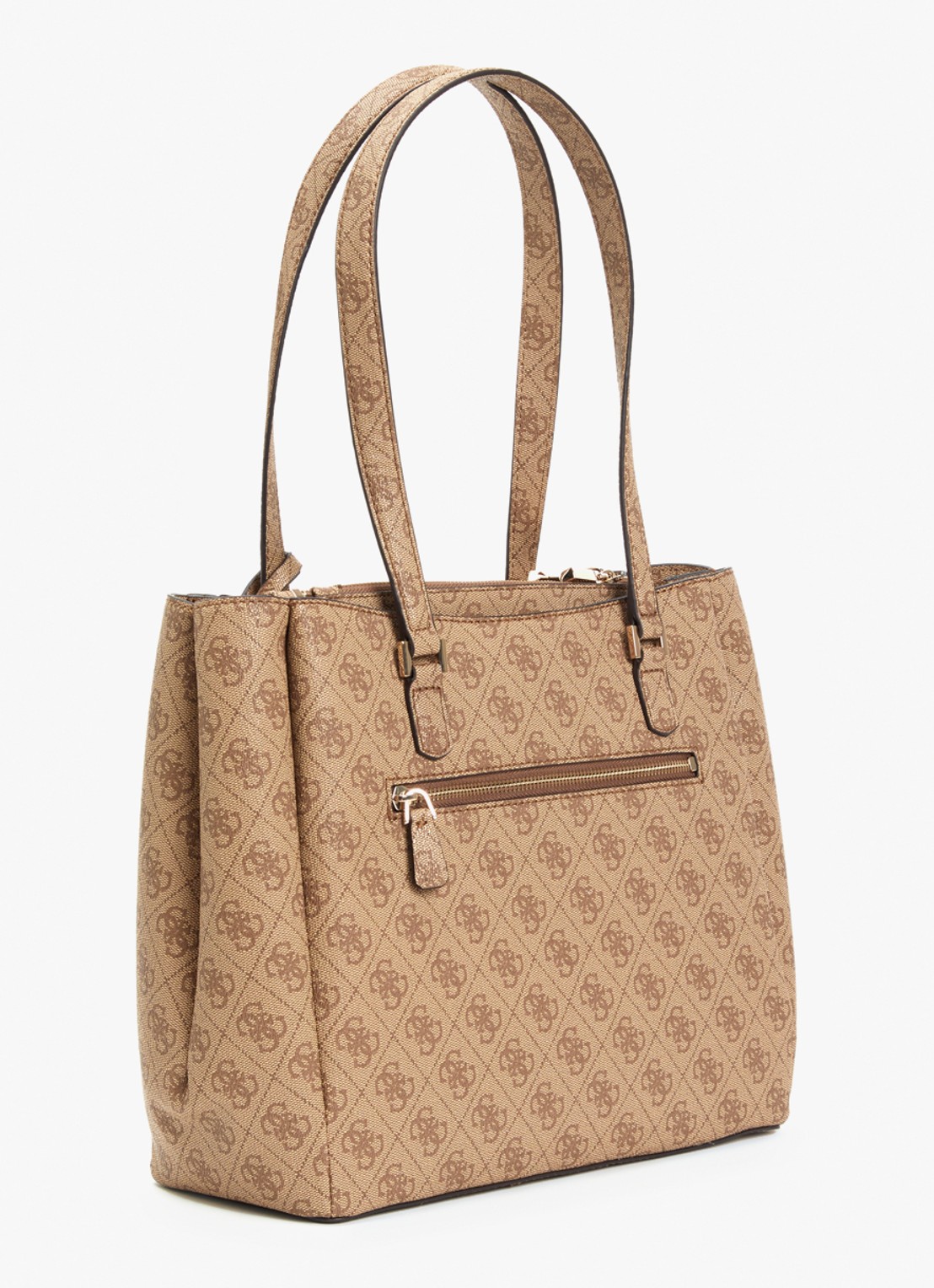 GUESS Katya schoudertas met logoprint - achterkant lichtbruin