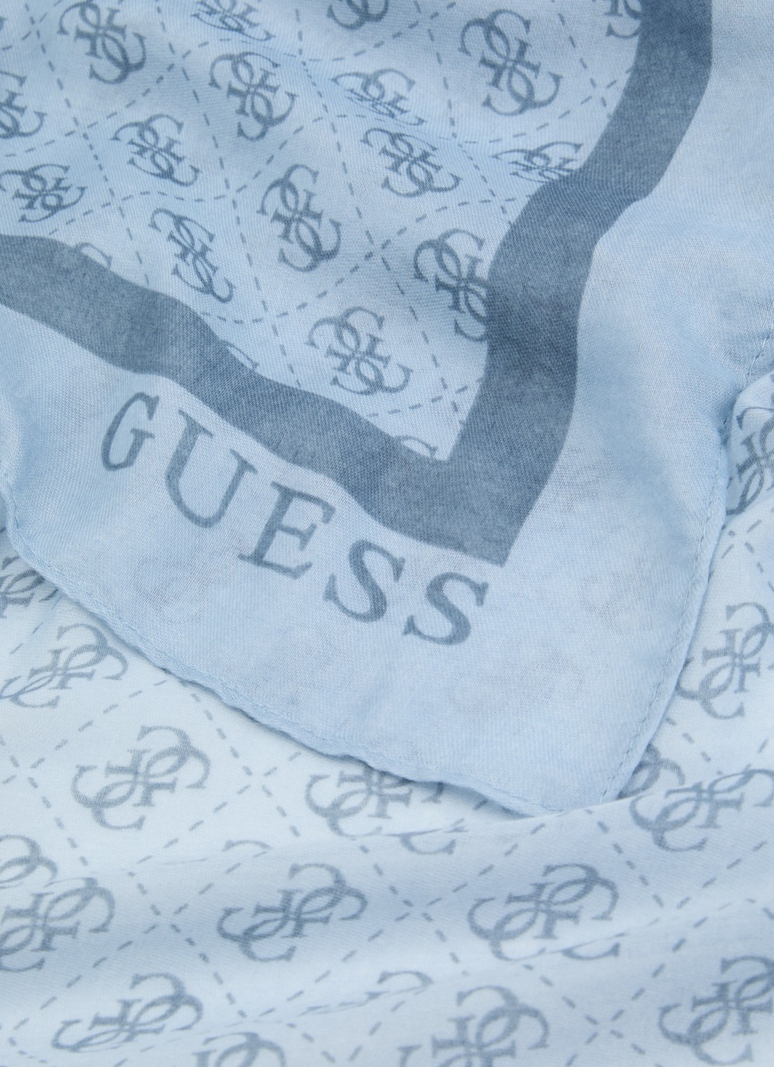 GUESS Katya sjaal met logoprint 180 x 90 cm - detail 3 staalblauw