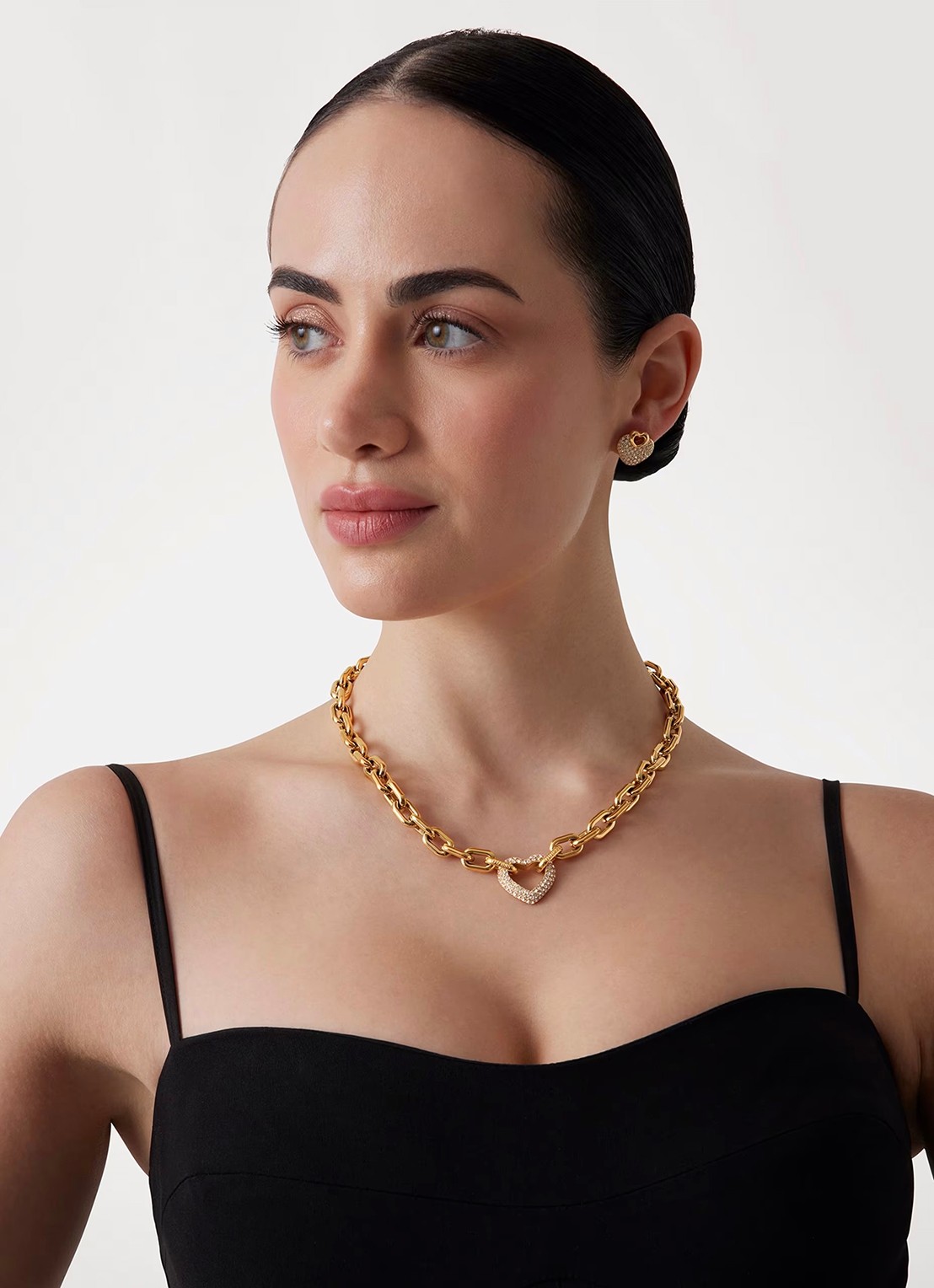 GUESS Ketting met kristal JUBN05015JWYGT-U  - voorkant 2 goud
