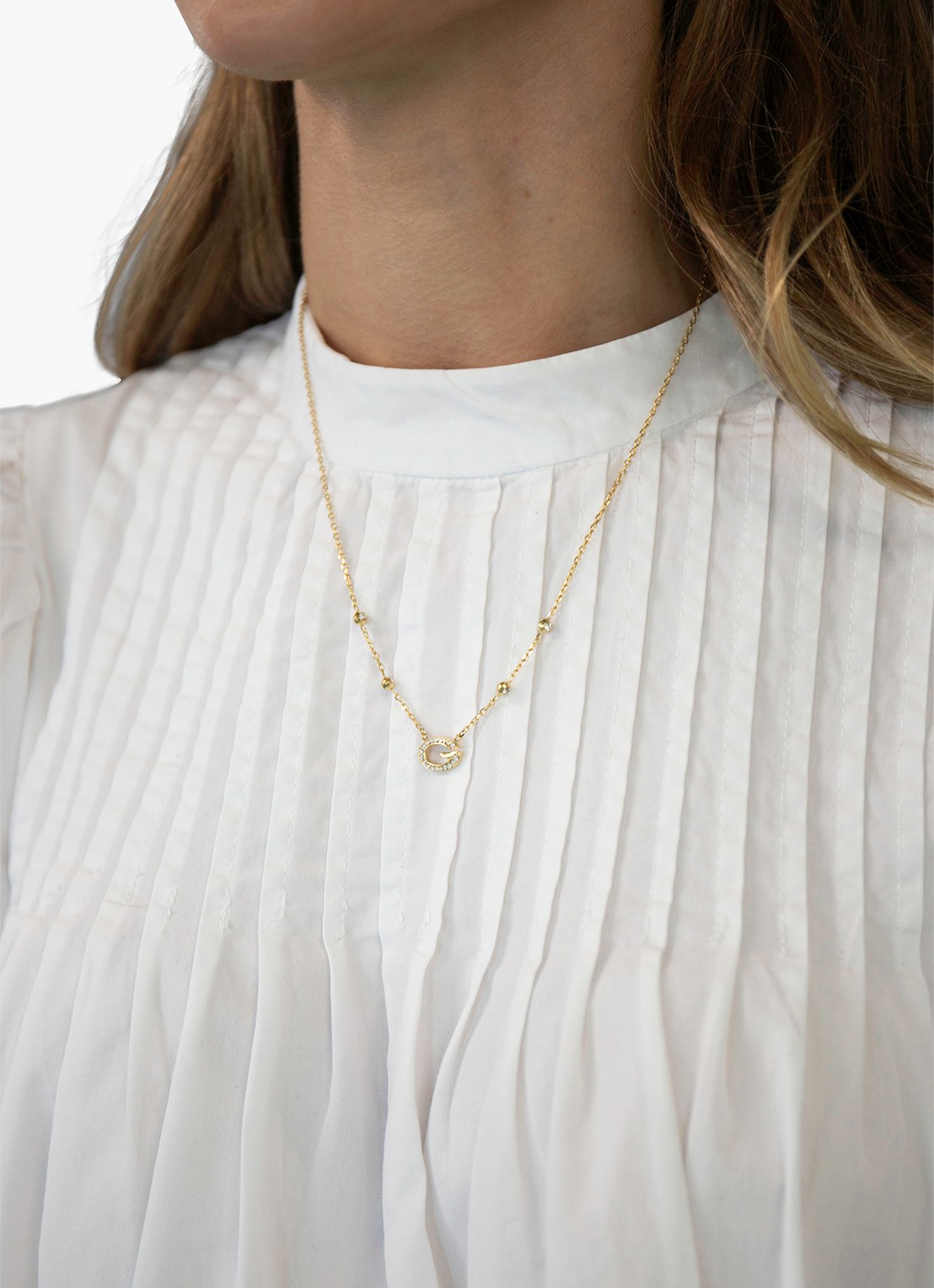 GUESS Ketting met kristal JUBN06336JWYGT-U  - voorkant 2 goud