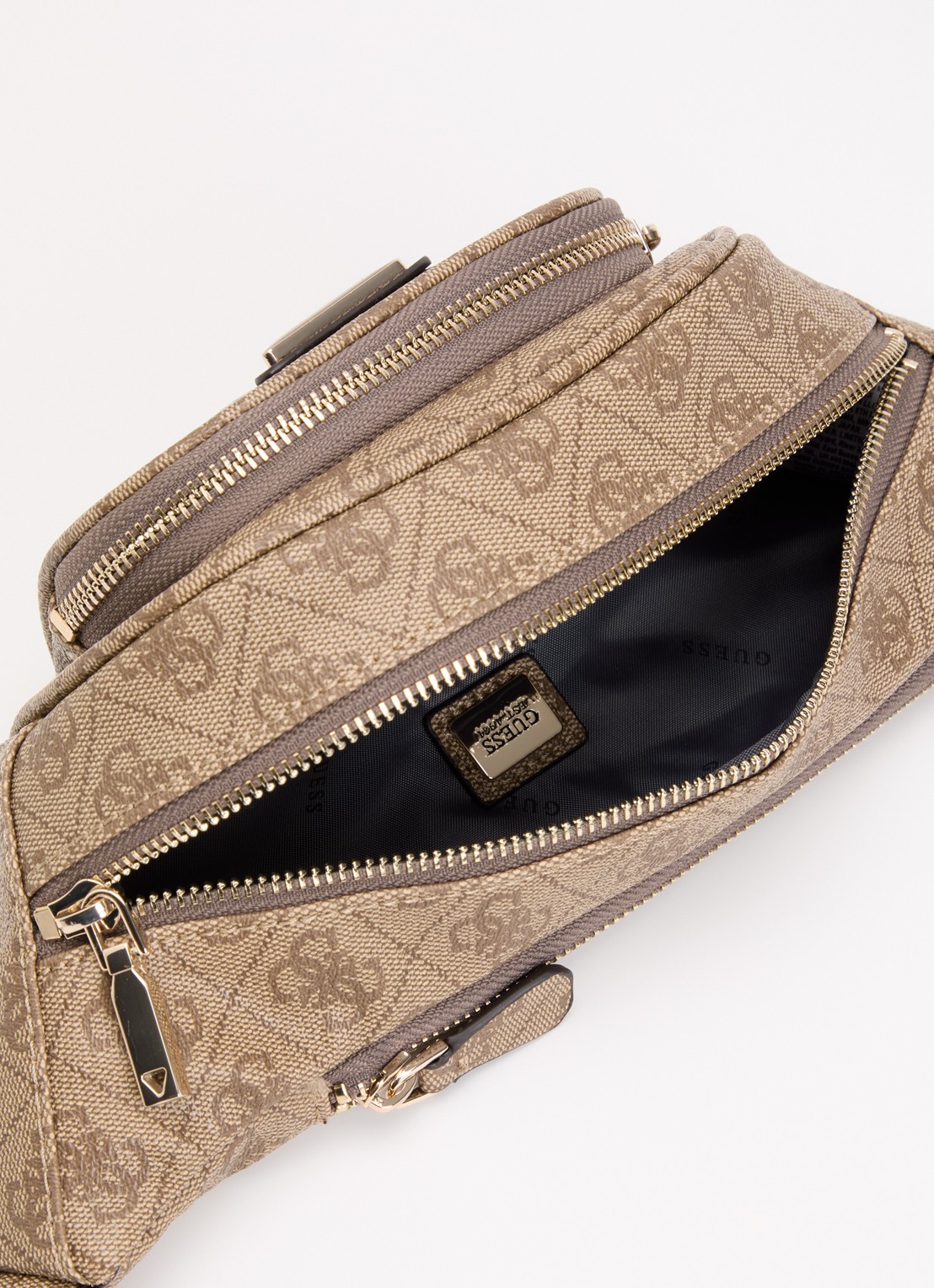 GUESS Latona heuptas met logoprint  - detail beige