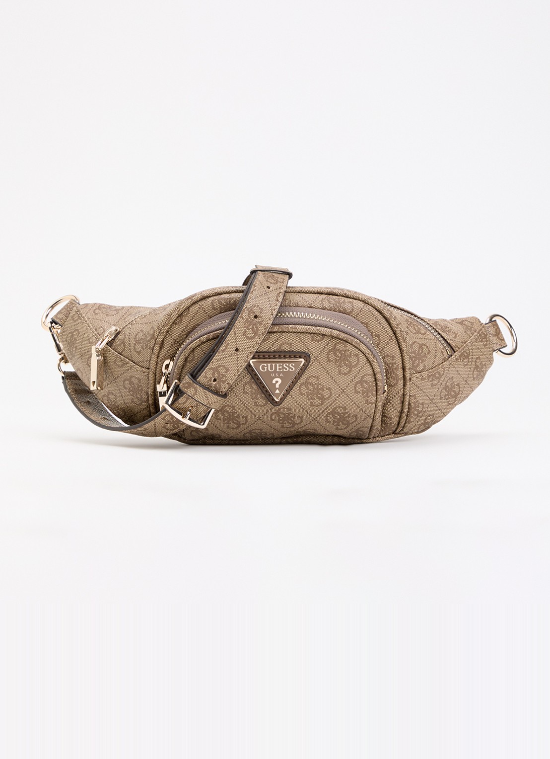 GUESS Latona heuptas met logoprint  - voorkant 4 beige