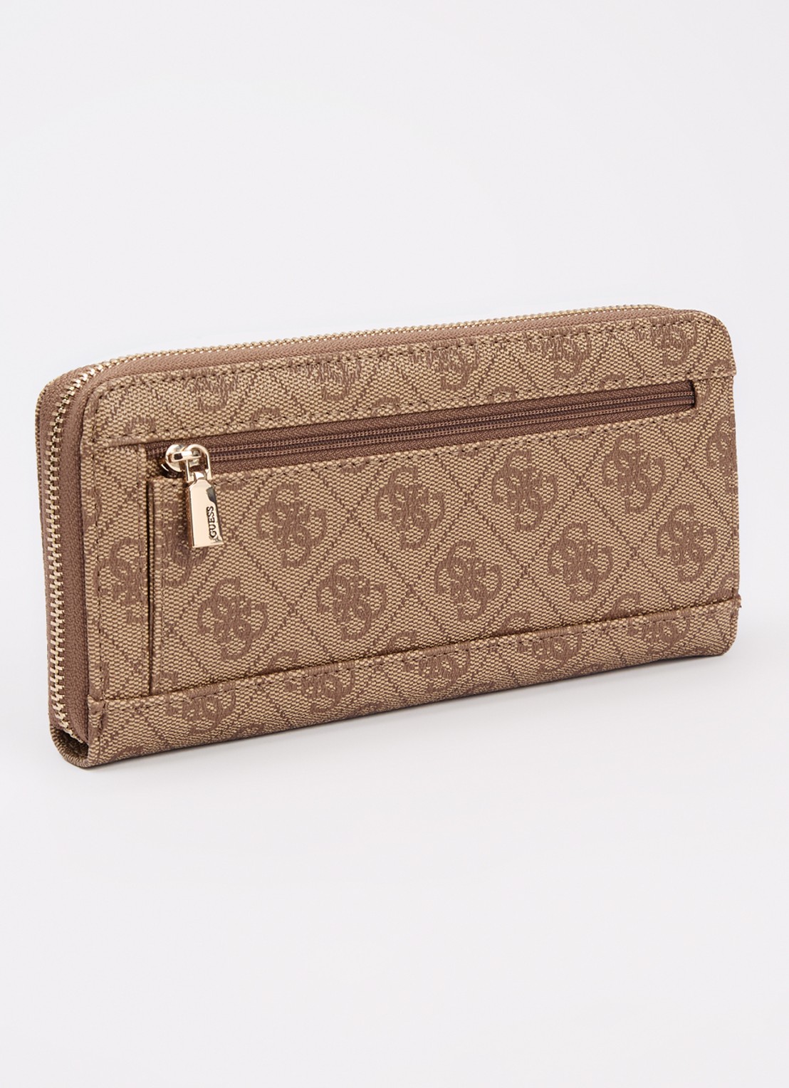 GUESS Laurel ritsportemonnee met logoprint - achterkant 3 lichtbruin