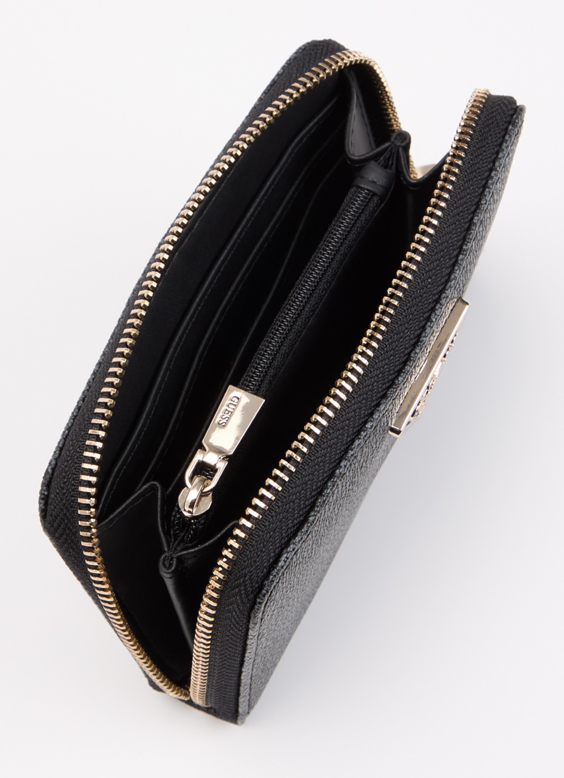 GUESS Laurel ritsportemonnee met logoprint - voorkant 2 donkergrijs
