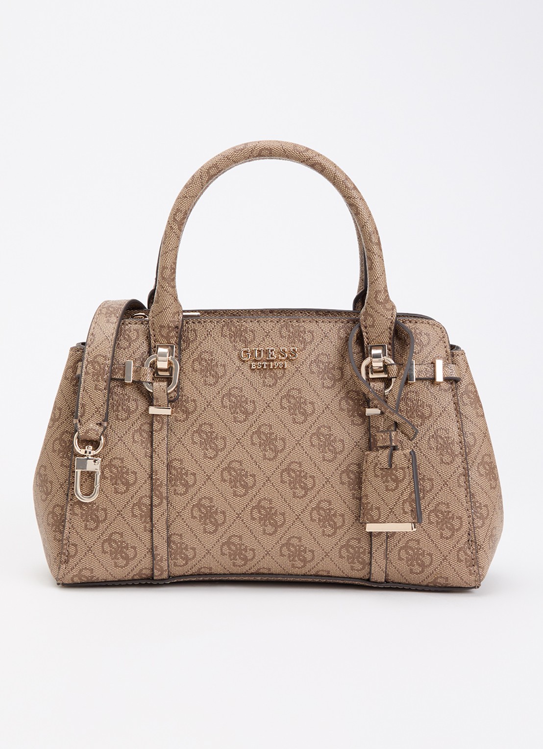 GUESS Leona Logo crossbodytas met logoprint en afneembare schouderriem  - voorkant 5 bruin