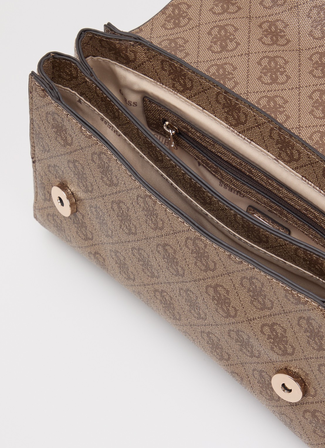 GUESS Leona Logo crossbodytas met logoprint  - detail 2 zand