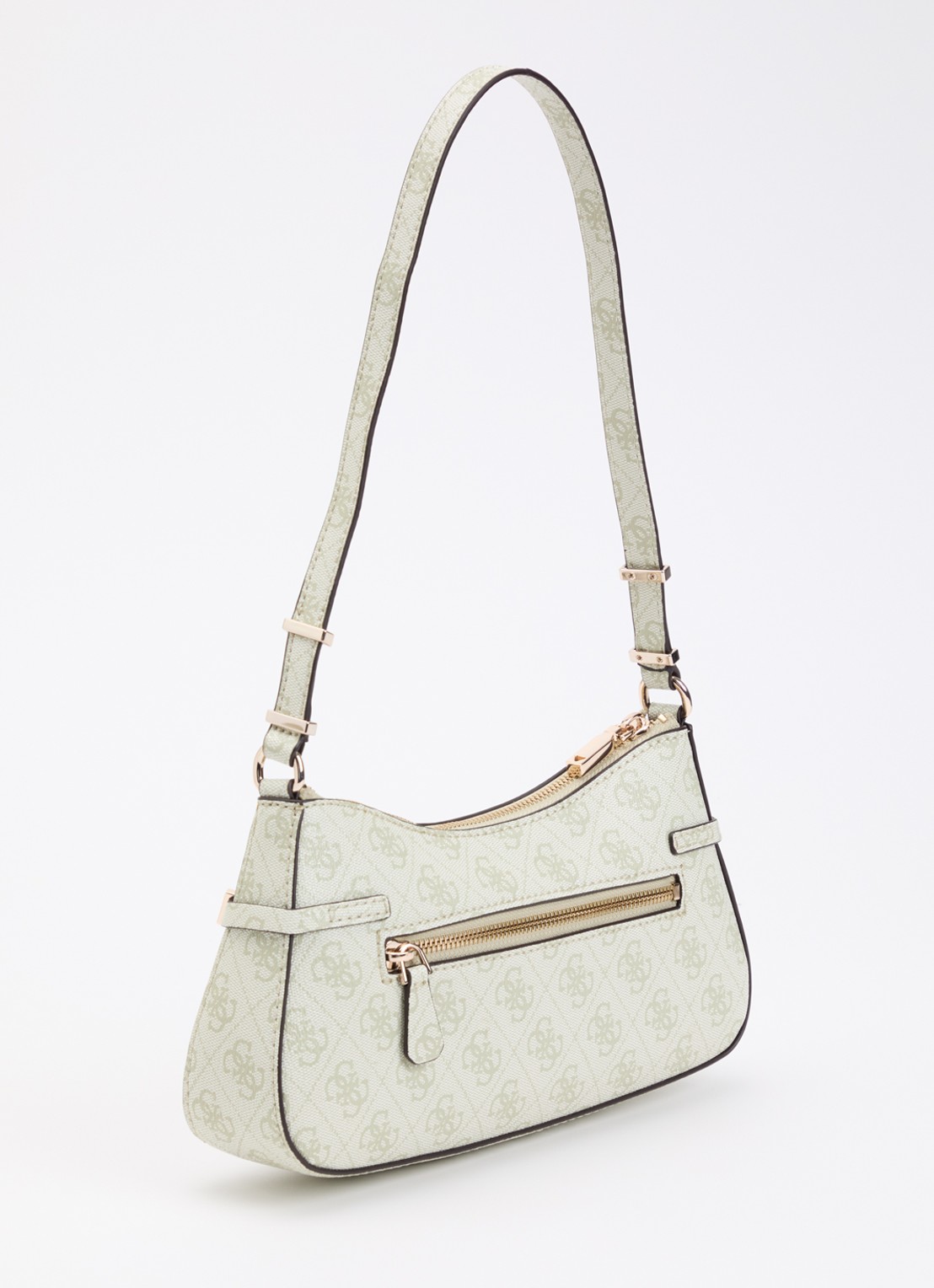 GUESS Leona logo schoudertas met logoprint  - achterkant lichtgroen