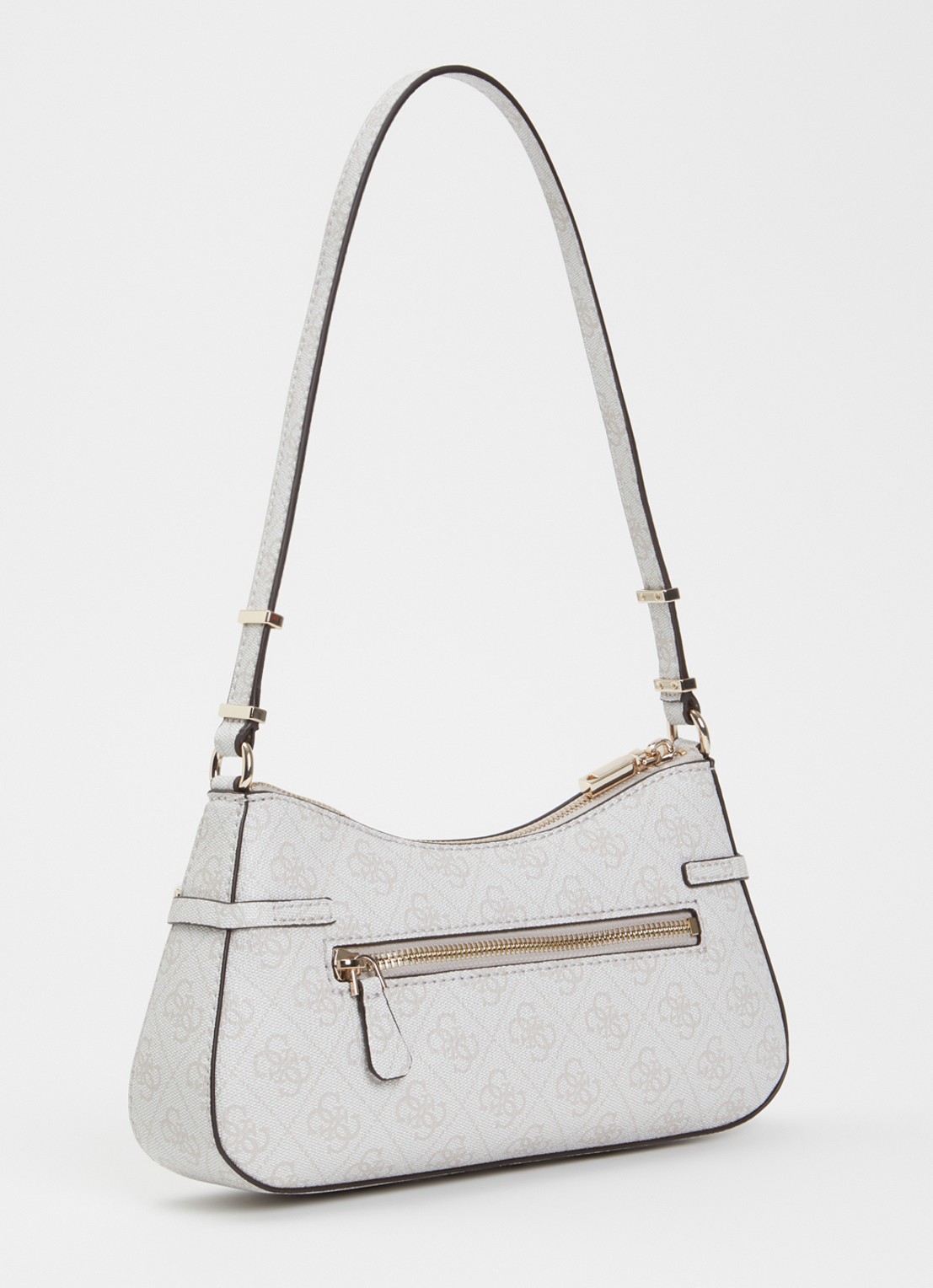 GUESS Leona schoudertas met logoprint - achterkant gebroken wit