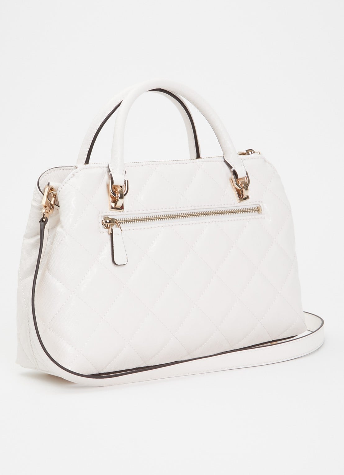 GUESS Libby handtas met logoprint en afneembare schouderriem - achterkant gebroken wit