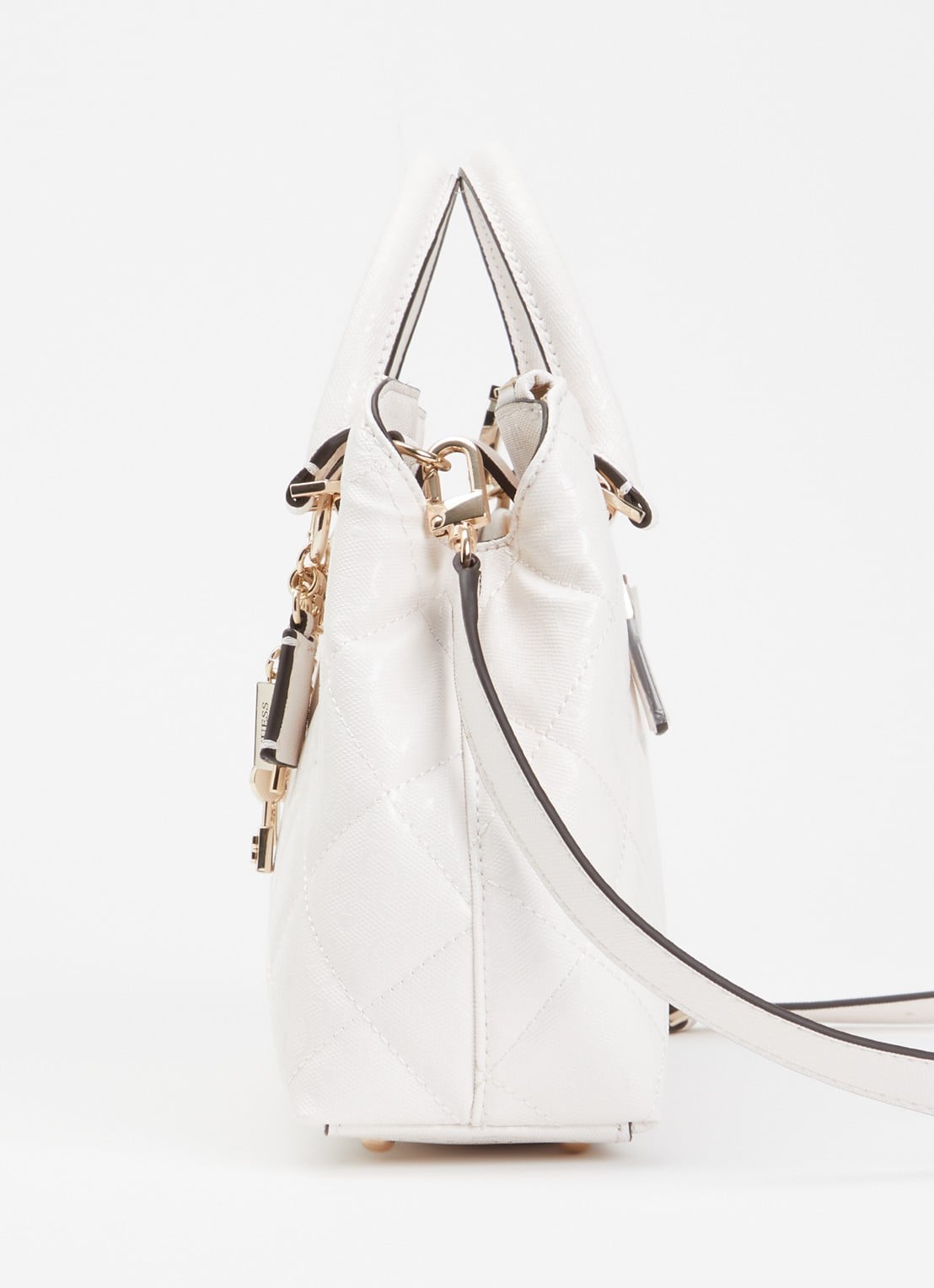 GUESS Libby handtas met logoprint en afneembare schouderriem - detail 6 gebroken wit