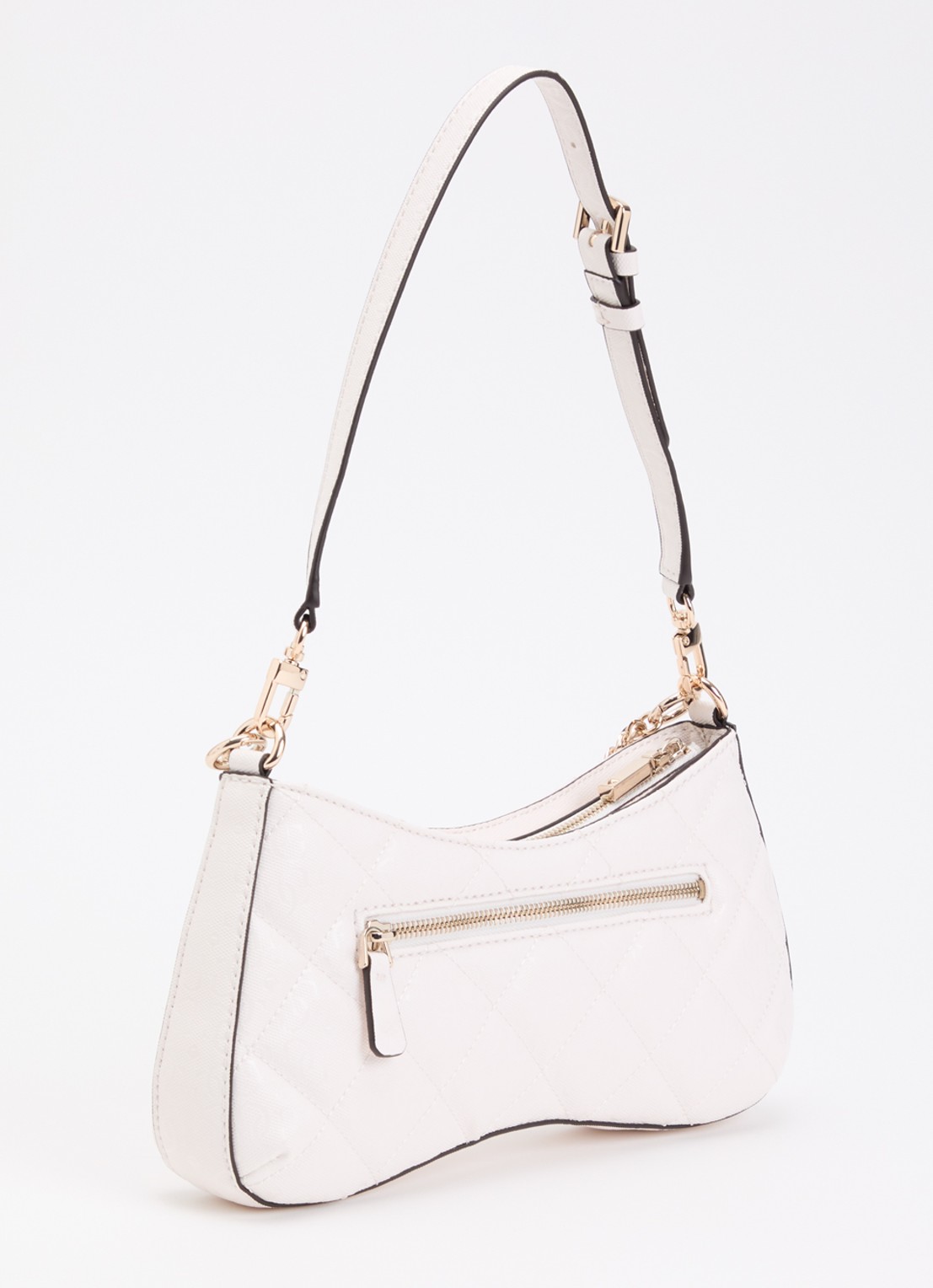 GUESS Libby schoudertas met logoprint en kettingdetail  - achterkant 4 wit