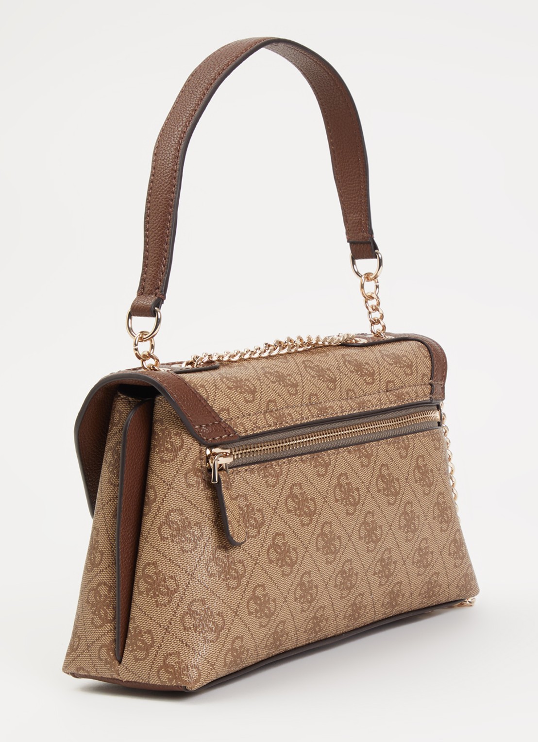 GUESS Lindsay schoudertas met logoprint - achterkant beige