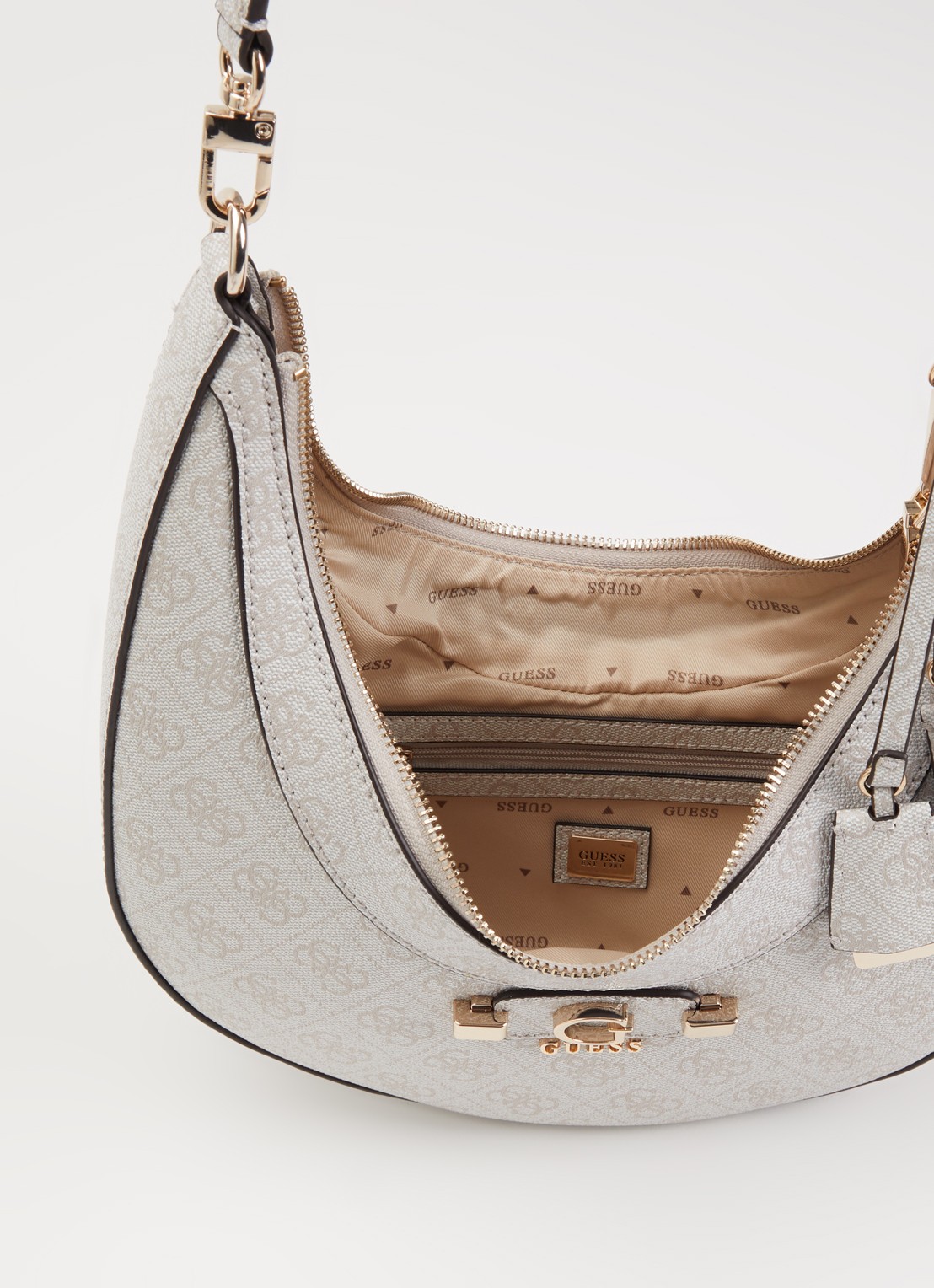 GUESS Lindsey Hobo schoudertas met logoprint - detail 2 ivoor