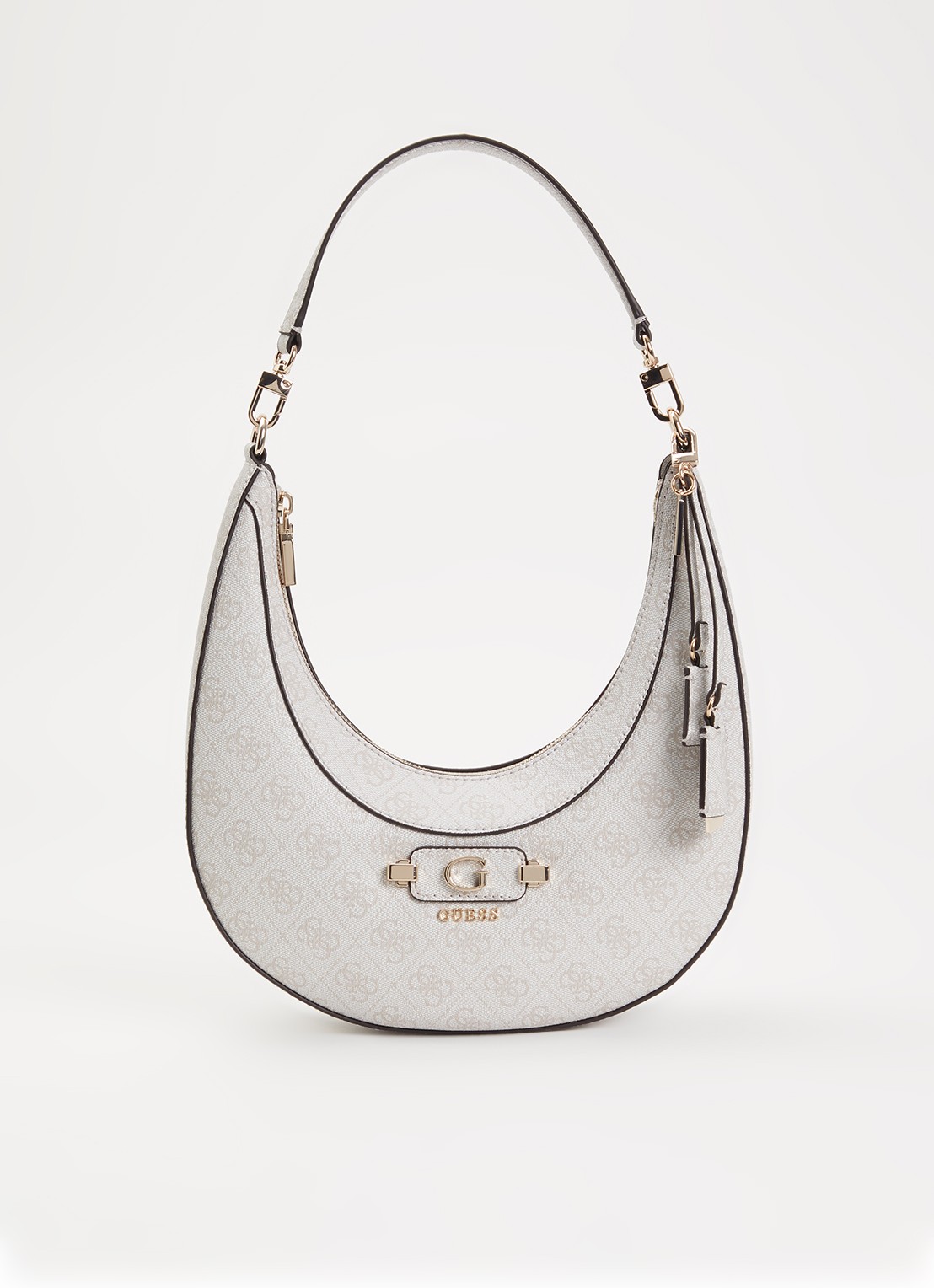 GUESS Lindsey Hobo schoudertas met logoprint - voorkant ivoor
