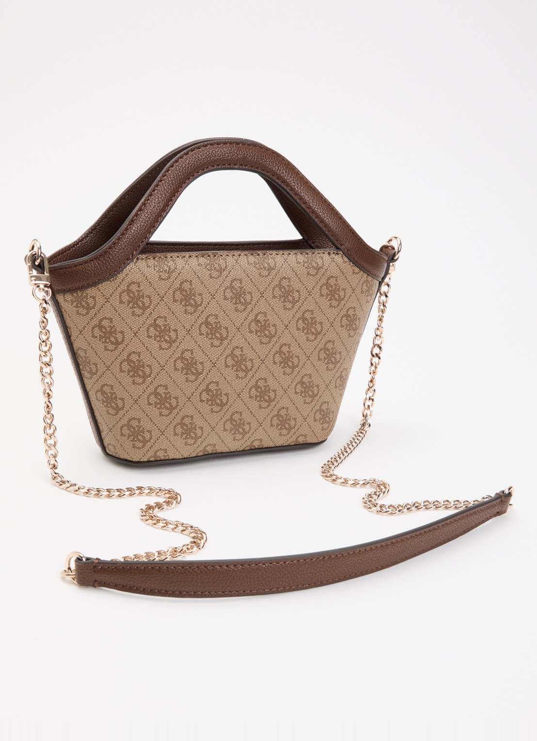 GUESS Lindsey Mini handtas met logoprint  - achterkant 4 bruin