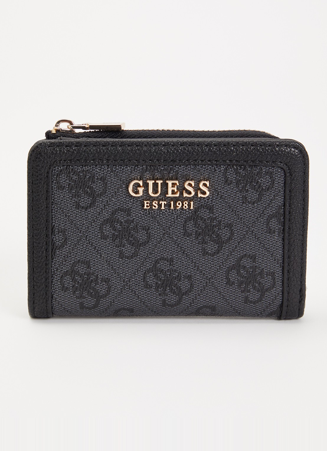 GUESS Lindsey portemonnee met logoprint - voorkant antraciet