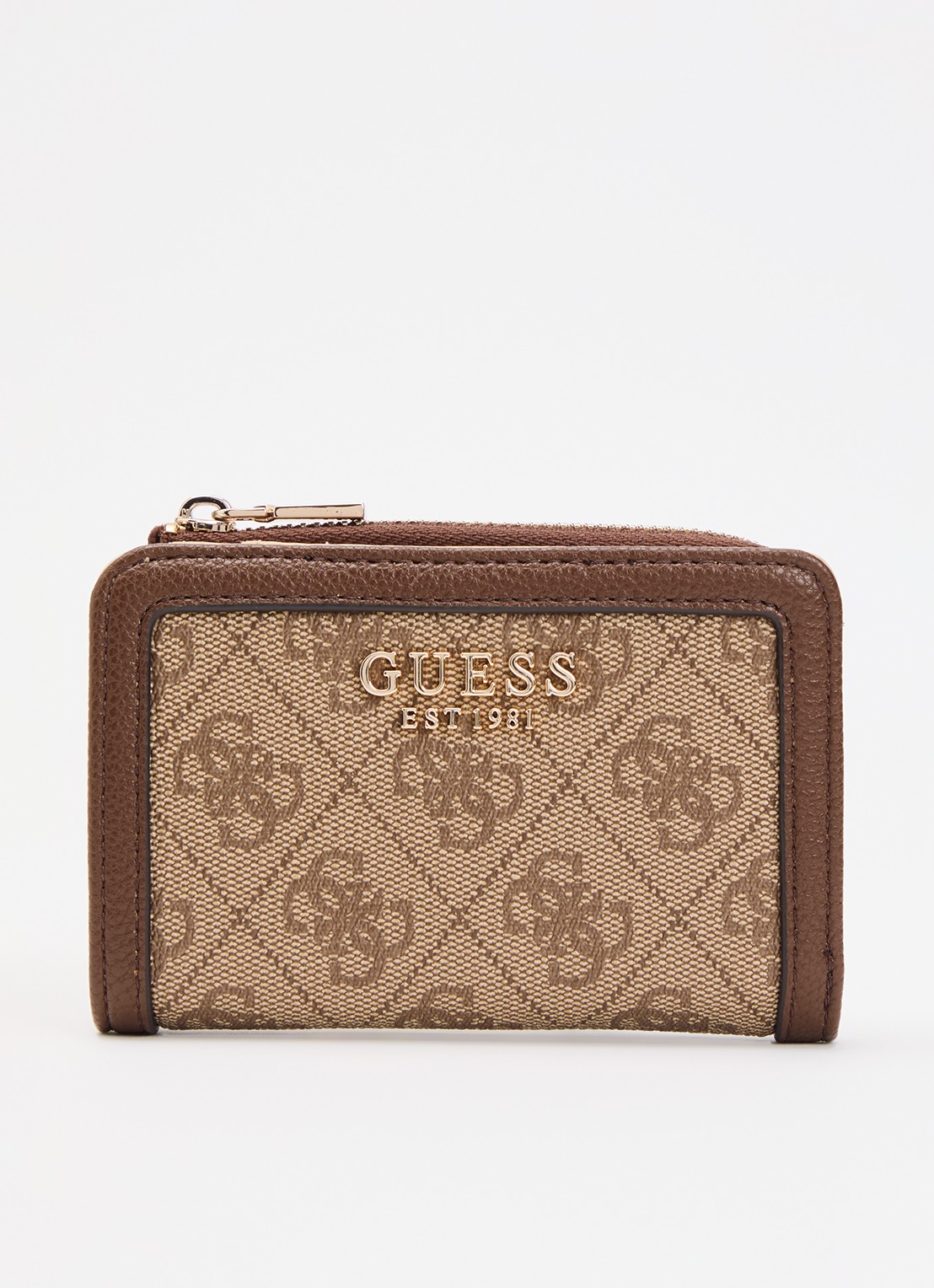 GUESS Lindsey portemonnee met logoprint - voorkant 2 beige