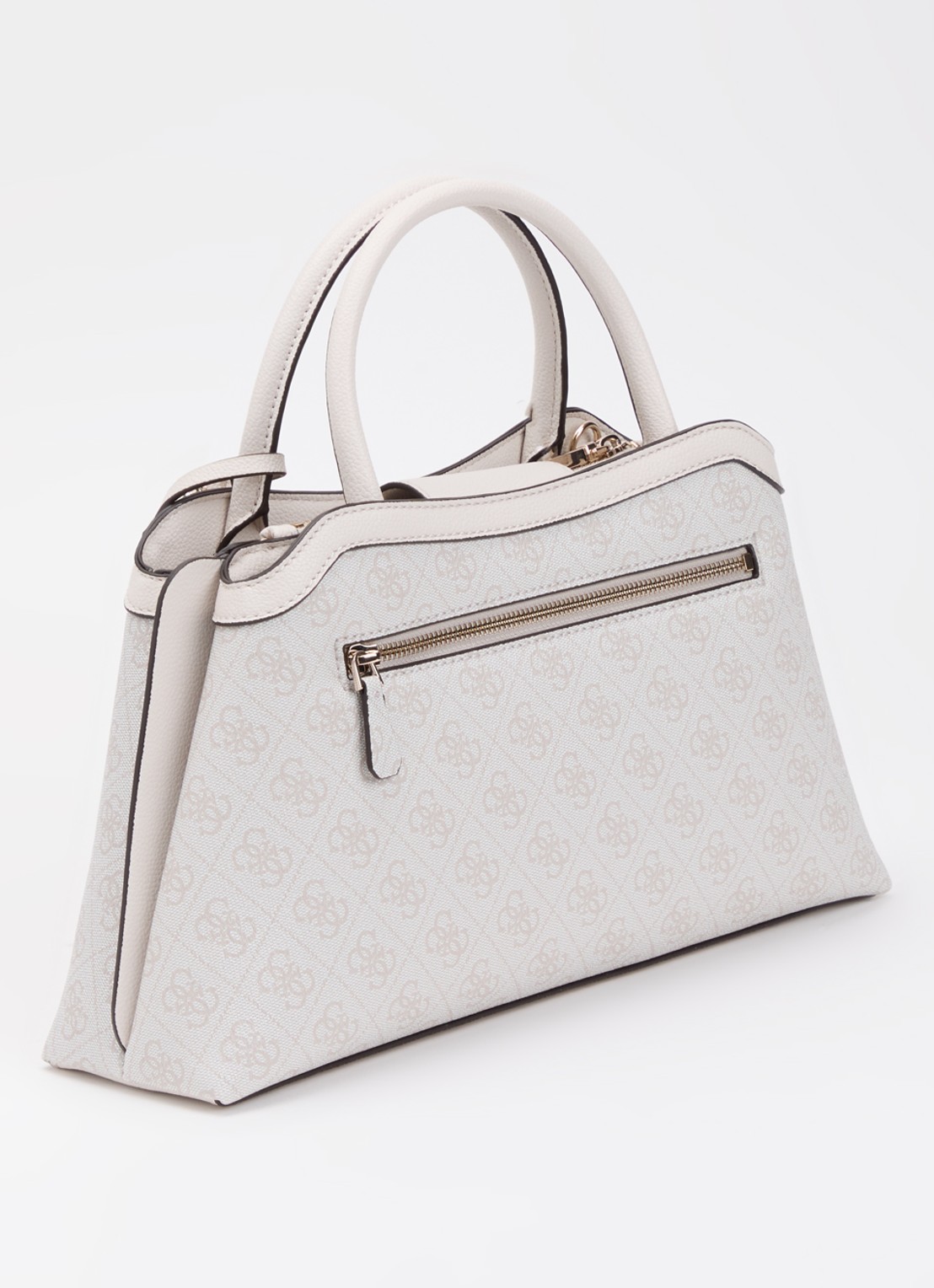GUESS Lindsey schoudertas met logoprint en tasbedel  - achterkant 4 ivoor