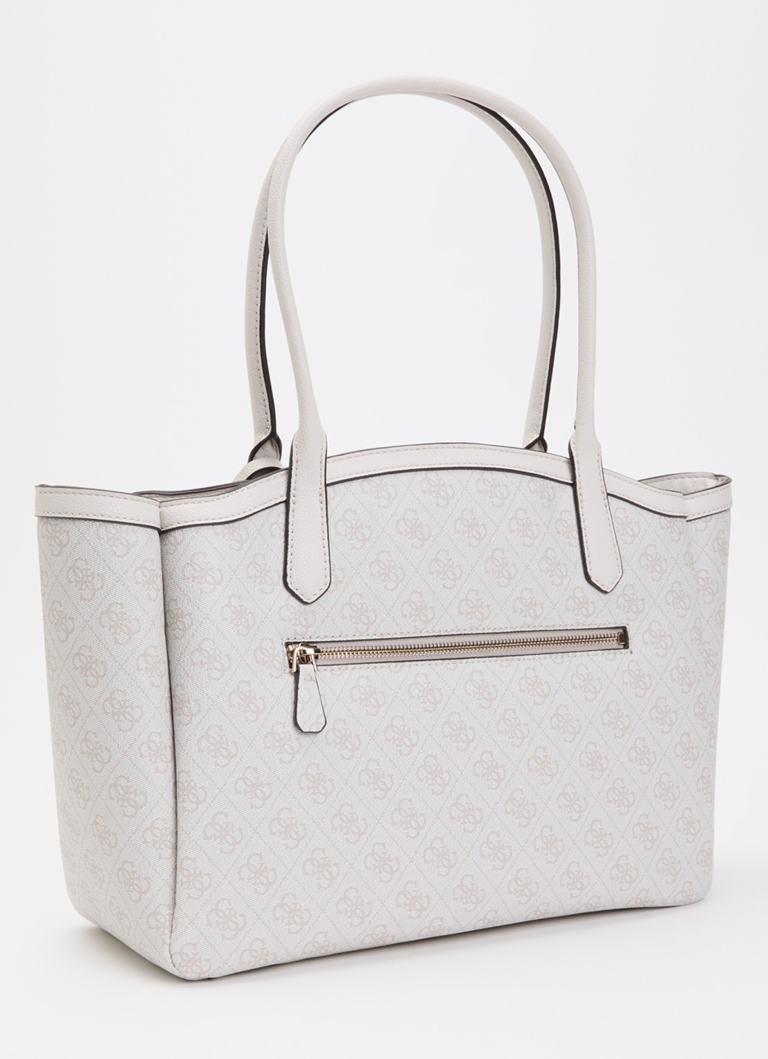GUESS Lindsey schoudertas met logoprint - achterkant 5 creme