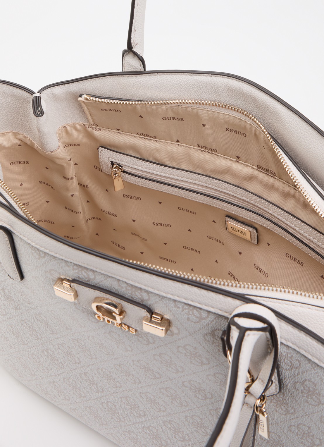 GUESS Lindsey schoudertas met logoprint - detail 2 creme