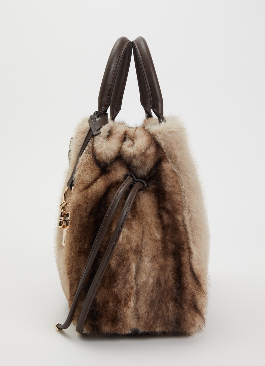 GUESS Mavis handtas van imitatiebont met afneembare schouderriem - detail 6 beige