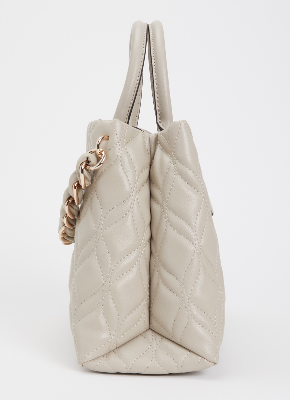 GUESS Maxine handtas met quilt patroon en afneembare schouderriem - detail 3 donkerbeige