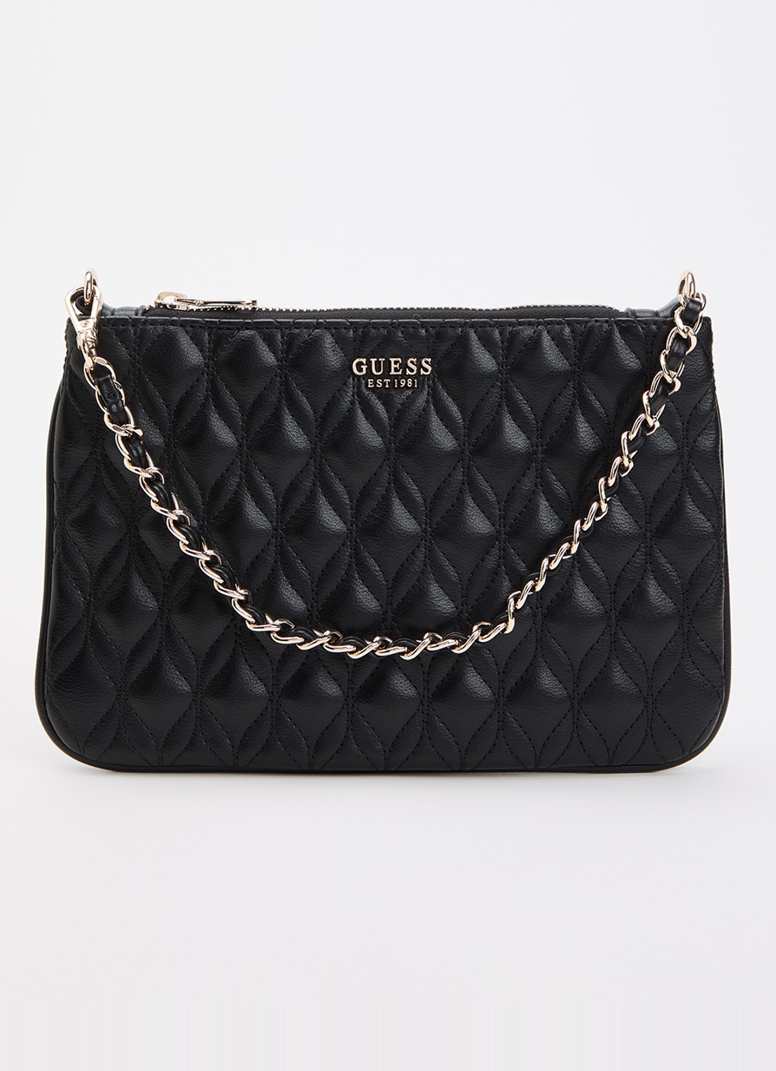 GUESS Maxine handtas met quilt patroon - voorkant 5 zwart