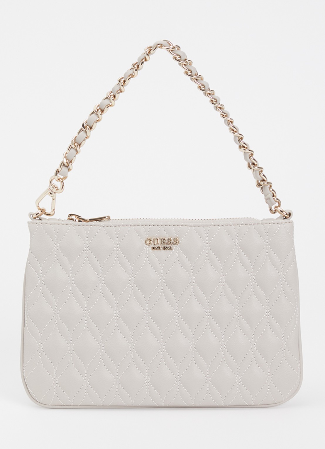 GUESS Maxine handtas met quilt patroon - voorkant 5 grijs