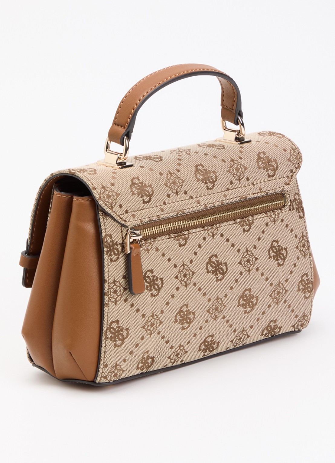 GUESS Melinda Logo handtas met logoprint en afneembare schouderriem  - achterkant bruin