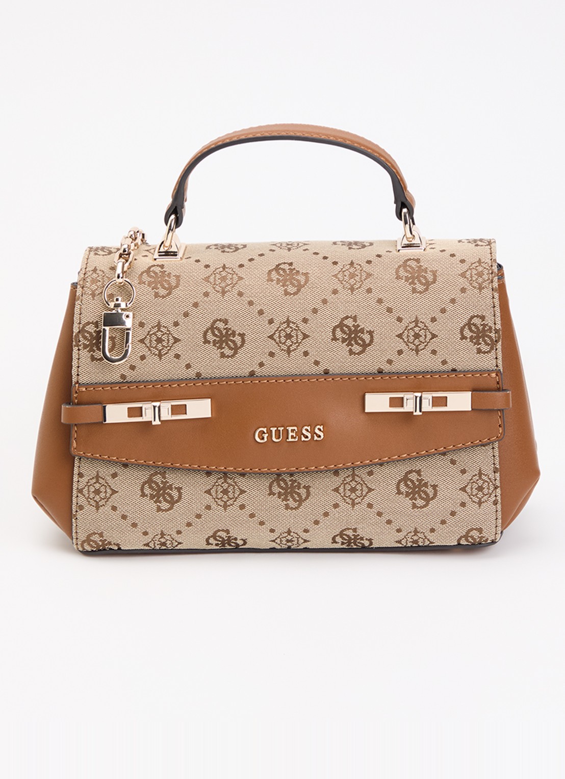GUESS Melinda Logo handtas met logoprint en afneembare schouderriem  - voorkant 5 bruin