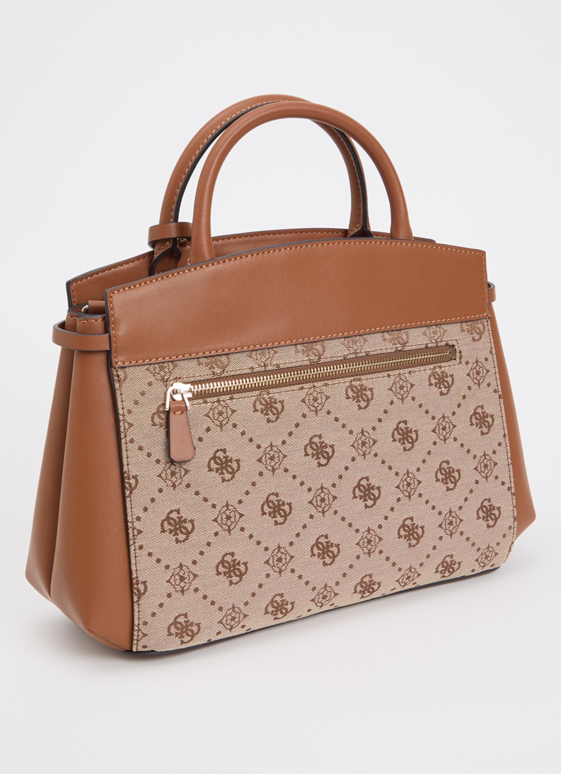 GUESS Melinda logo handtas met logoprint en tasbedel  - achterkant bruin