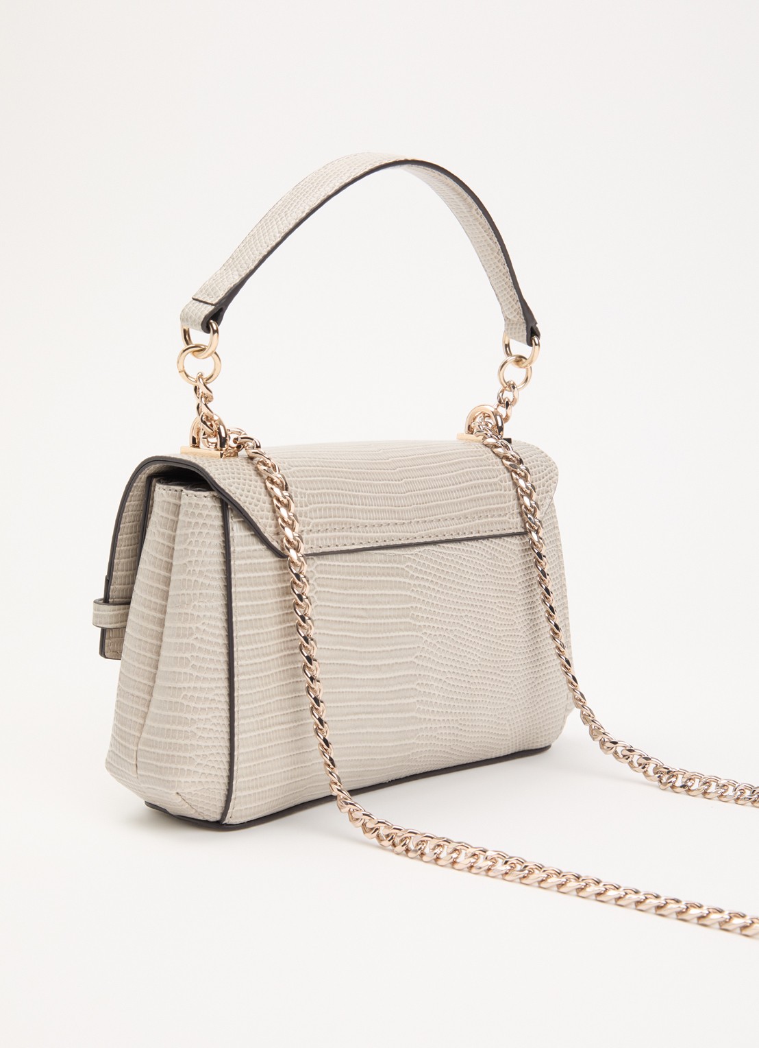 GUESS Melinda Mini crossbodytas met crocostructuur  - achterkant 5 donkerbeige