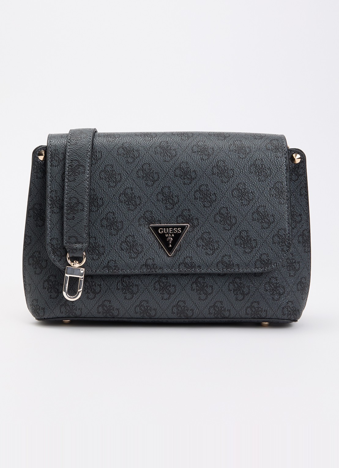 GUESS Meridian II Flap crossbodytas met logo  - voorkant grijs