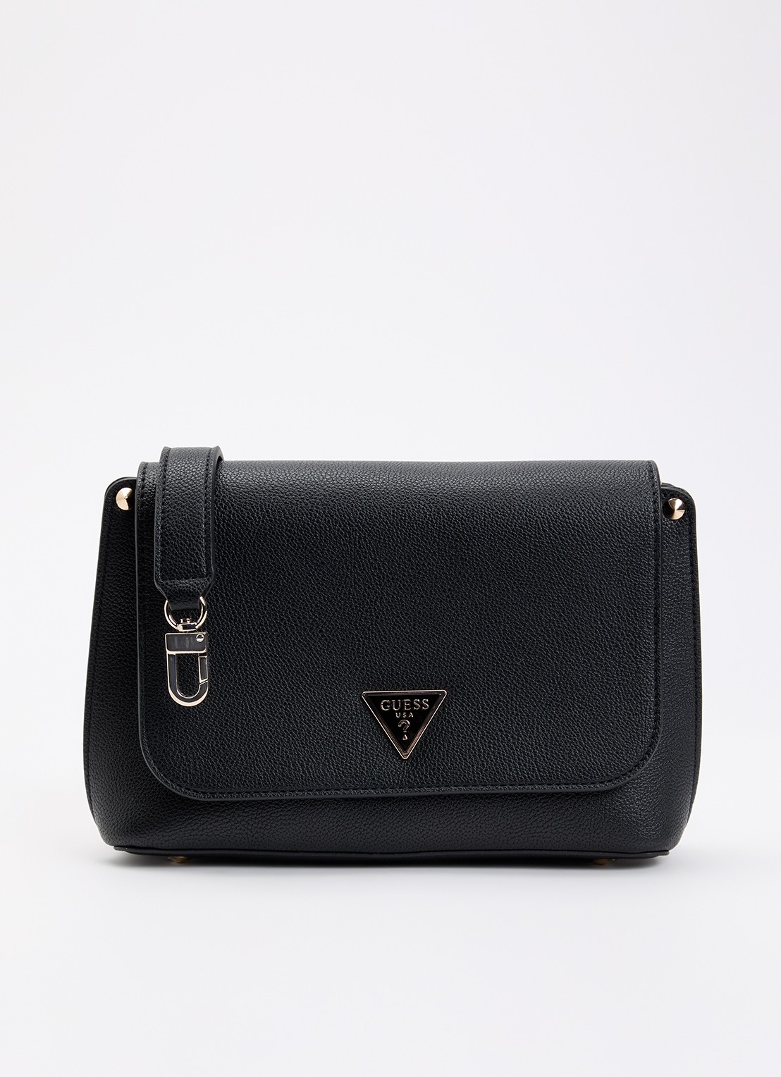 GUESS Meridian II Flap crossbodytas met logo  - voorkant 2 zwart