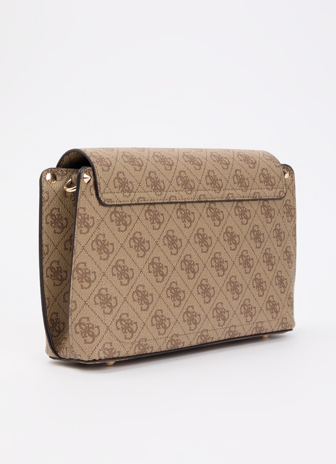 GUESS Meridian II Flap crossbodytas met logoprint - achterkant beige