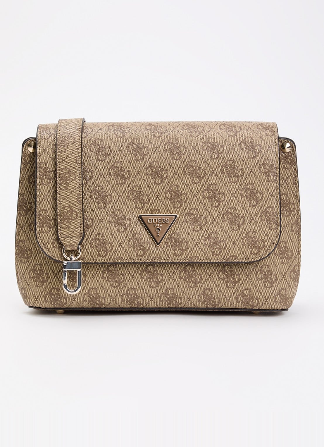 GUESS Meridian II Flap crossbodytas met logoprint - voorkant 5 beige