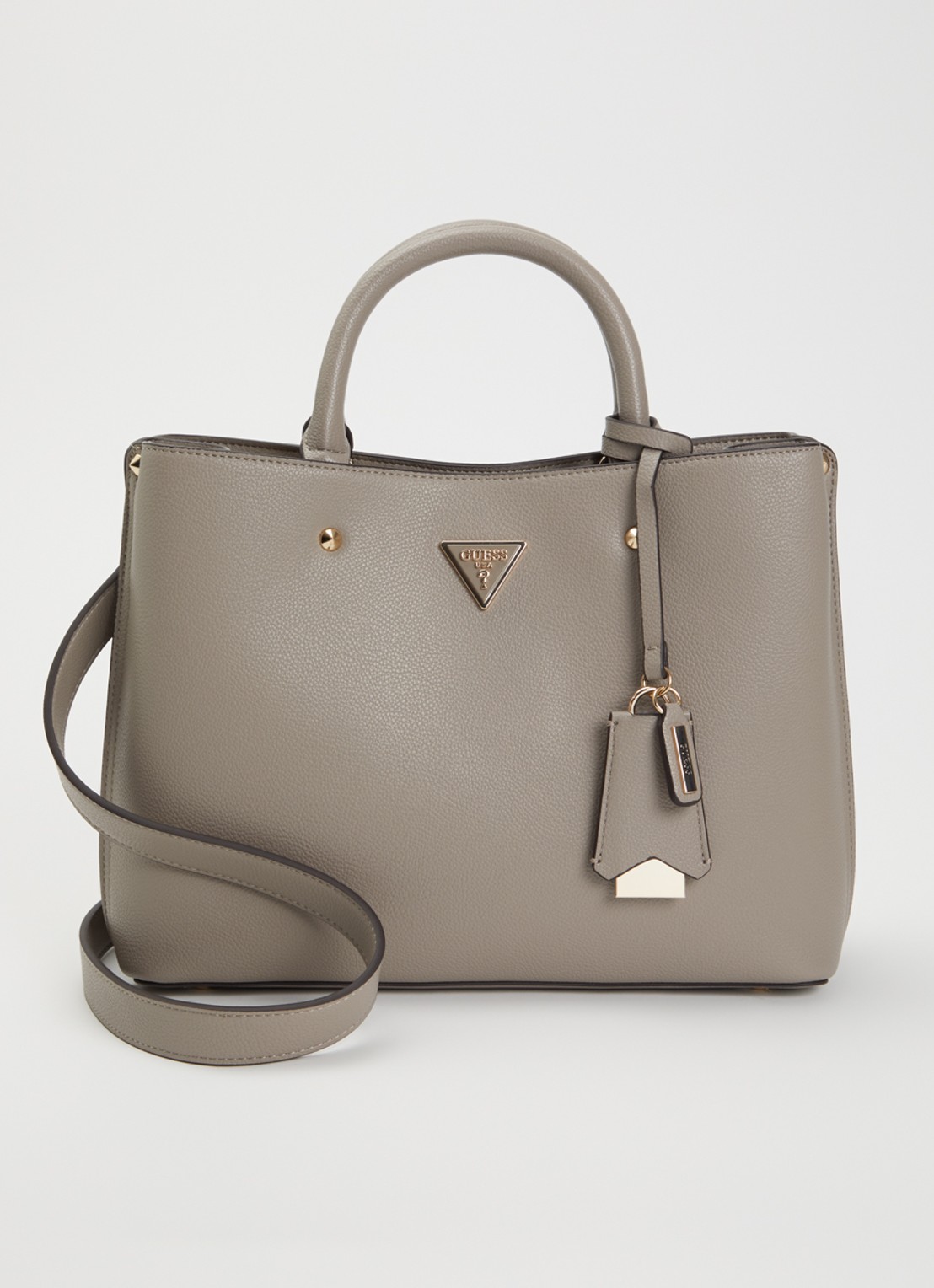 GUESS Meridian II handtas met afneembare schoduerriem - voorkant 5 grijs