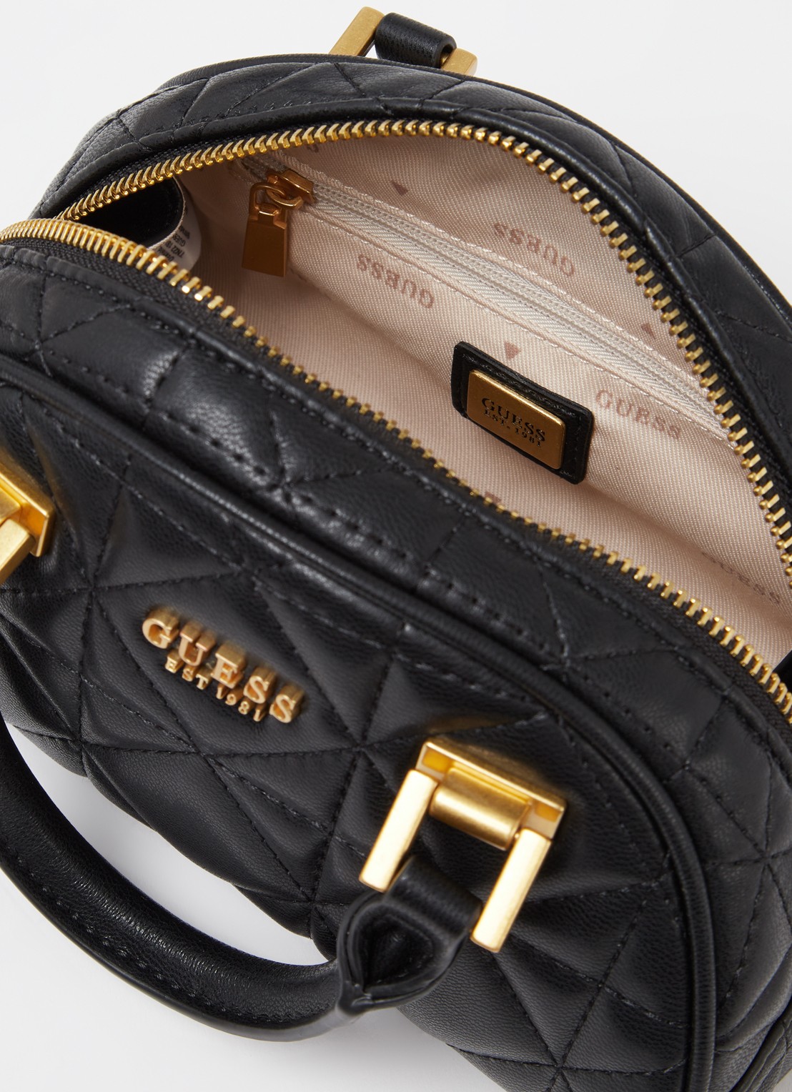 GUESS Mildred quilted handtas met afneembare schouderriem  - detail 4 zwart