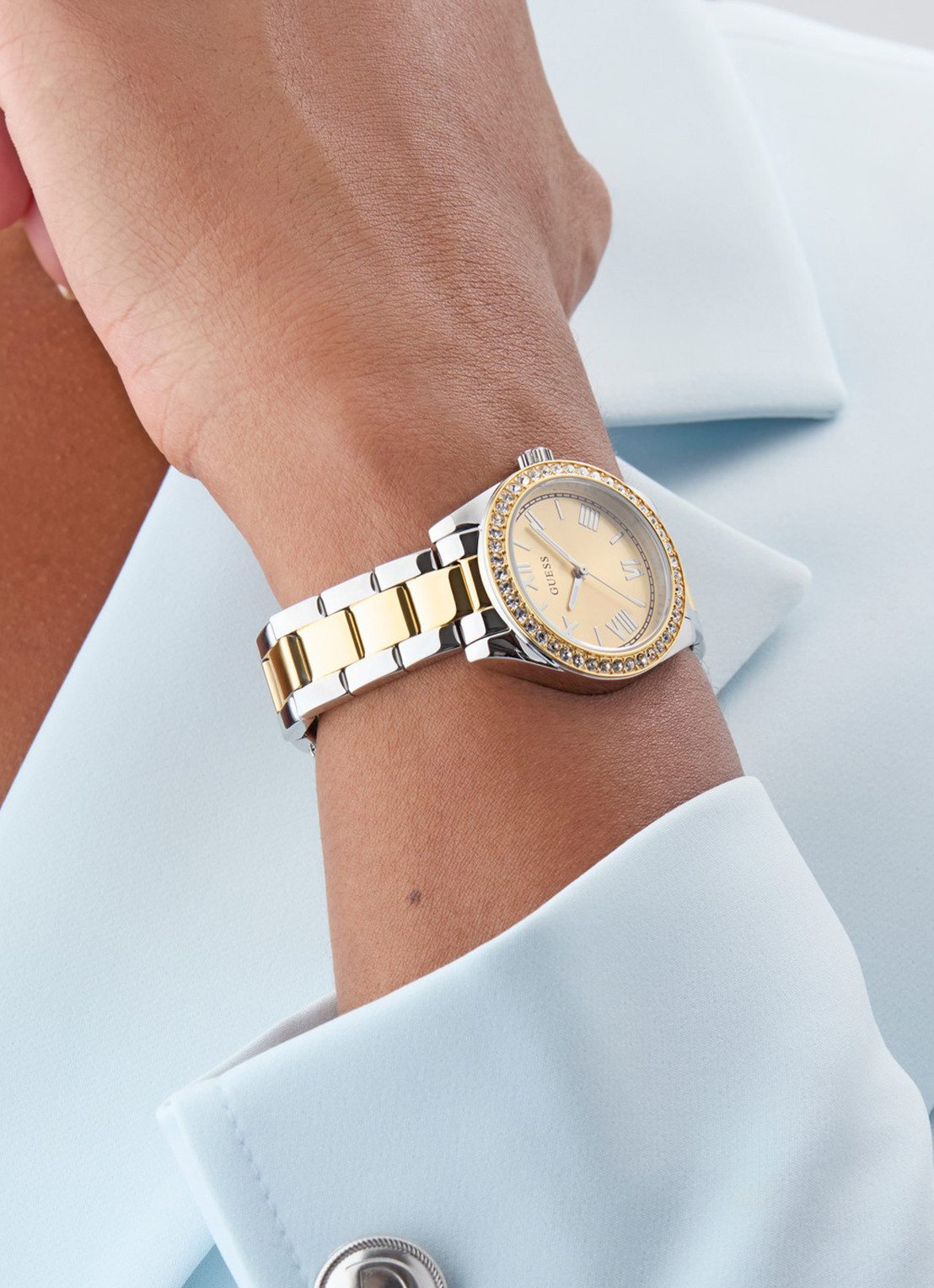 GUESS Mini Luna horloge GW0841L2  - voorkant 2 zilver