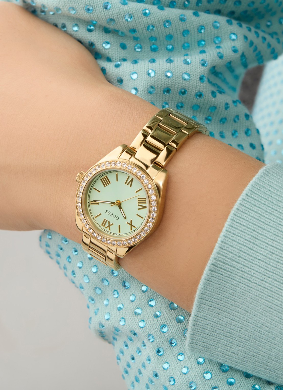 GUESS Mini Luna horloge GW0841L5  - voorkant 5 goud
