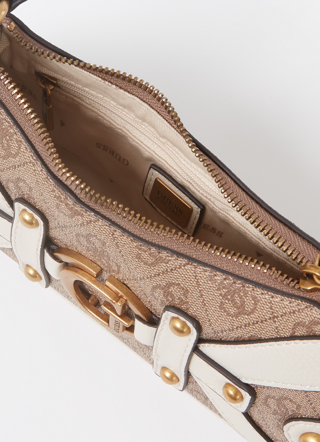 GUESS Mintha schoudertas met logoprint - detail 3 camel