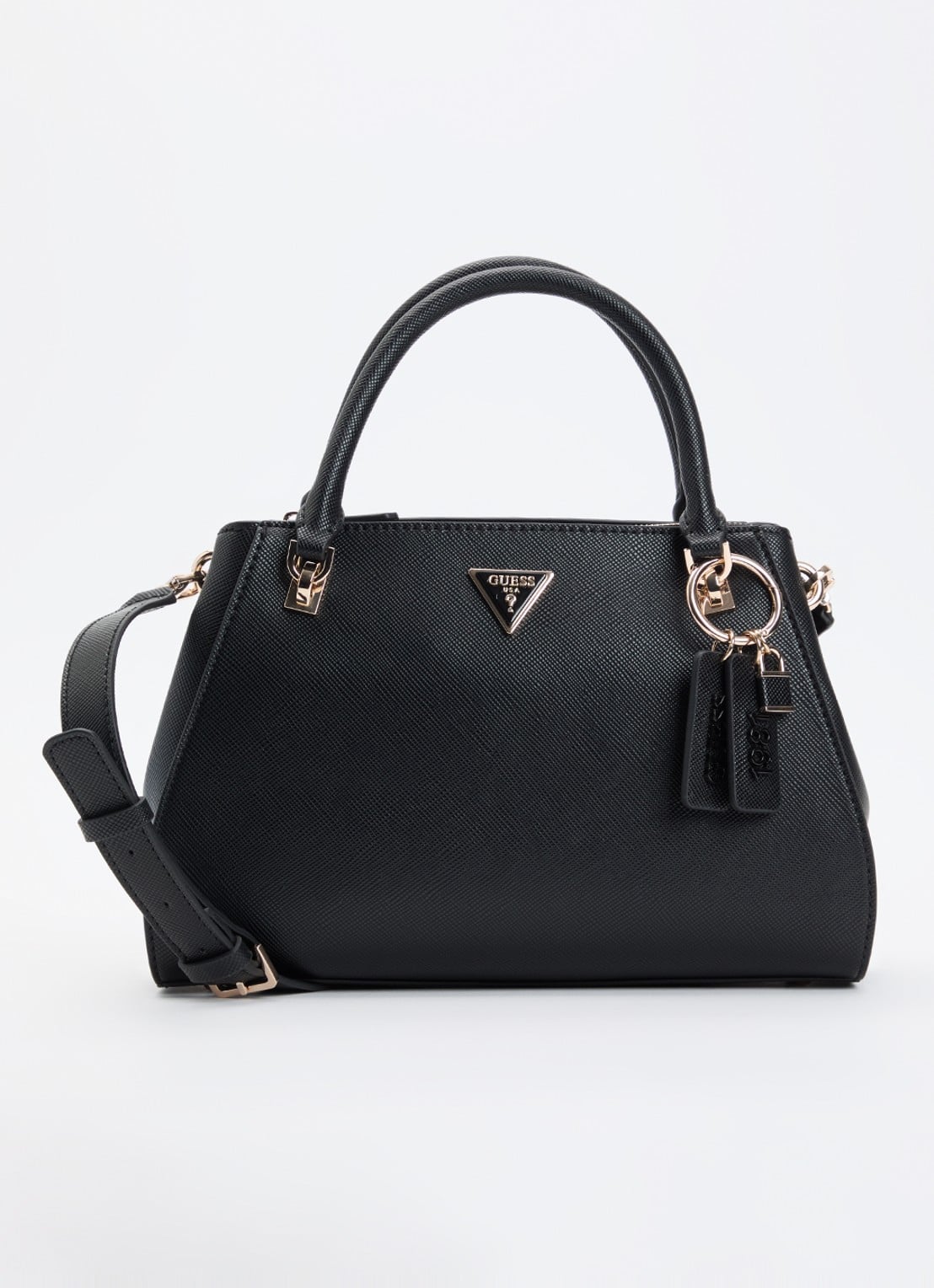 GUESS Noelle handtas met afneembare schouderriem - voorkant 2 zwart